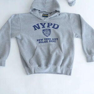 Officially Licensed NYPD  Grey & Navy Pullover Hoodie Sweat Shirt Size Small